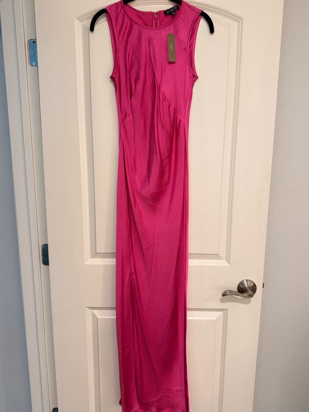 J.Crew Vibrant Pink Sleeveless Maxi Dress with Front Slit - Picture 3 of 6